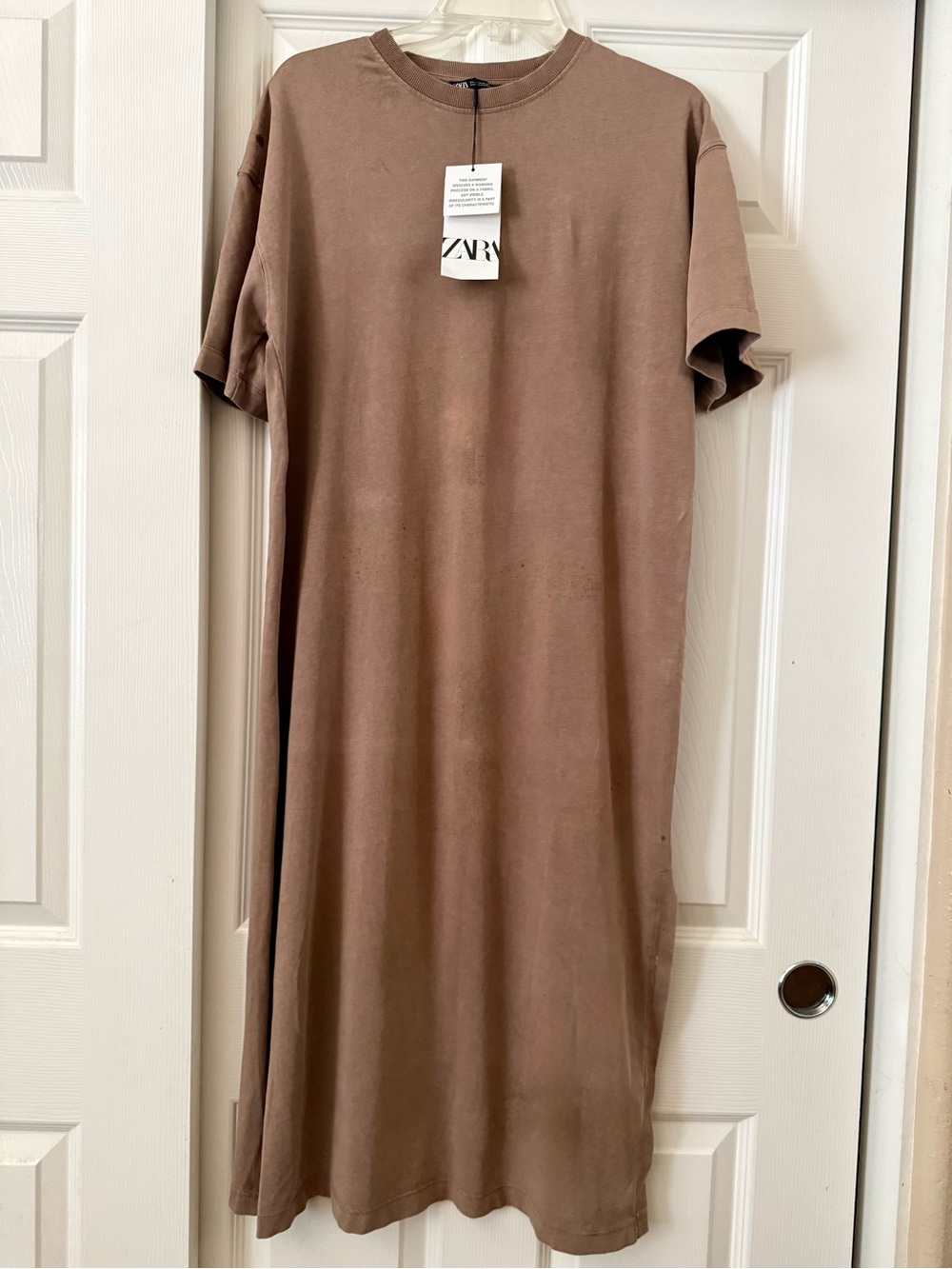 NWT! Zara Taupe Midi T-Shirt Dress